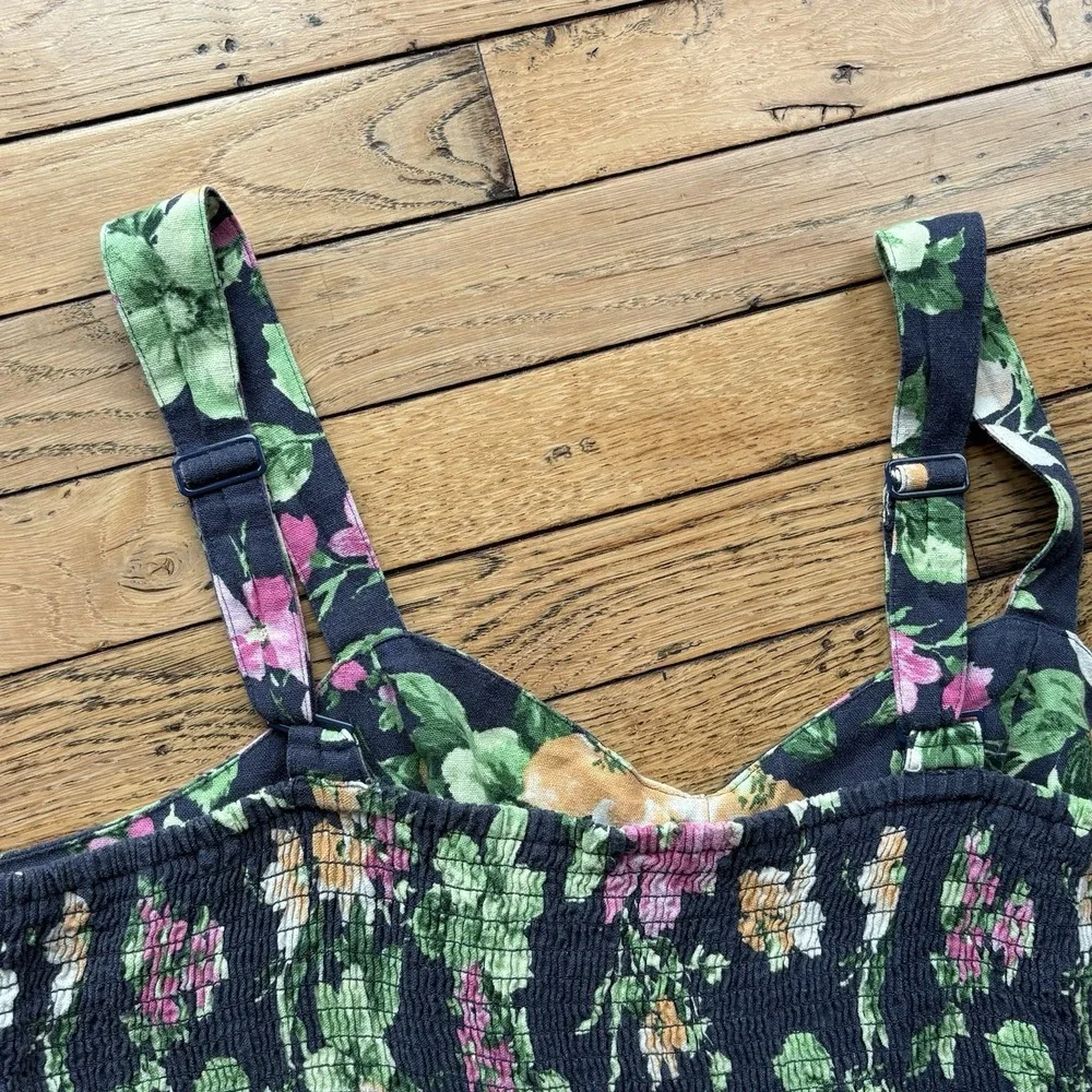Old Navy Women's Linen Blend Blue Floral Tank Jumpsuit sz XL Romper Jumper - Picture 9 of 10